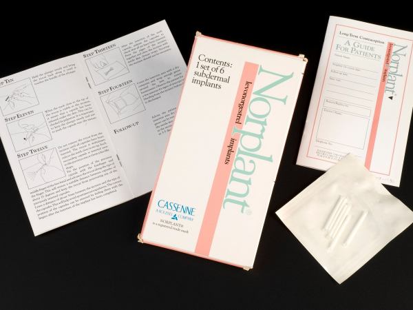 Contraceptive implants in their packaging